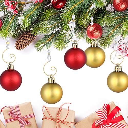 Ripeng 72 Pieces Hook Ornament Acrylic Wire Hook Decoration for Tree Hanger, Home Decor, 4 Styles (Gold Transparent Bead) - Image 5
