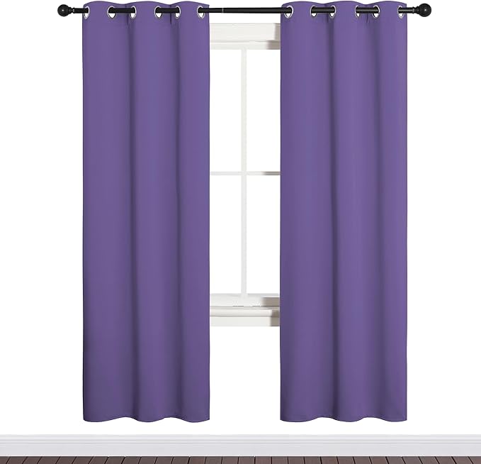 NICETOWN Bedroom Curtain Panels Blackout Draperies, Thermal Insulated Solid Grommet Blackout Curtains/Drapes (Lilac Purple, 1 Pair, 34 by 72-inch)