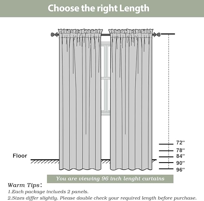 OWENIE Sage Green Sheer Curtains 96 Inches Long 2 Panels Set, Elegant Sheer Curtains for Bedroom Living Room, 2Pcs Each 42" W x 96" L,Total Wide 84 Inch, Sage Green