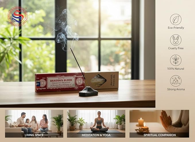 Satya Smudge Incense Stick ?€? Hand-Rolled Indian Masala Incense for Meditation, Yoga & Spiritual Cleansing Pack of 6 (Smudge Dragon Blood)