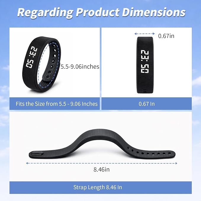 Vibrating Alarm Clock for Heavy Sleepers Silent Vibration Wristband Watch Shock Bracelet Wake up Band for Deaf People Very Loud Wearable Wrist Bed Shaker Smart Digital Extremely Deep Sleeper Mens - Image 8