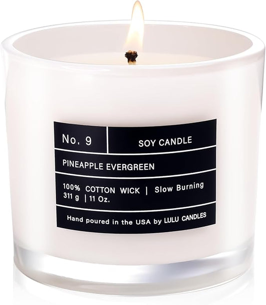 Lulu Candles | Pineapple Evergreen | Luxury Scented Soy Jar Candle | Hand Poured in The USA | Highly Scented & Long Lasting (11 Oz.)