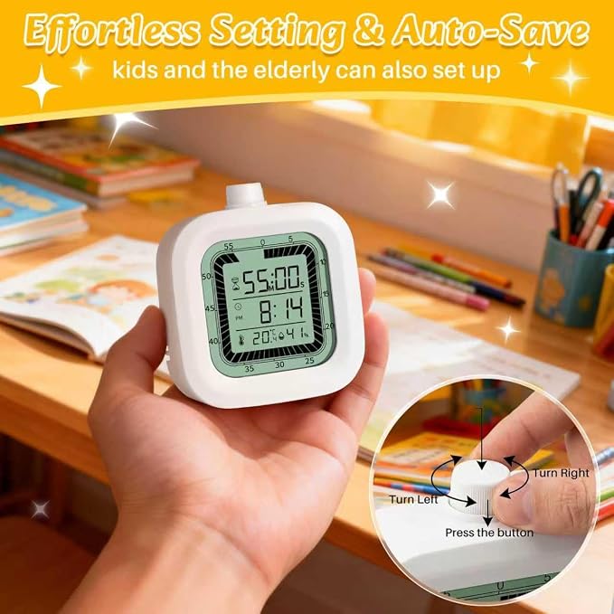 Visual Timer, 60 Minutes Countdown & Countup Timer, Digital Alarm Clock with Temperature and Humidity Monitor, 4 in 1 Multifunctional Desk Clock for Kids Study, Kitchen, Office and Home,Blue - Image 6
