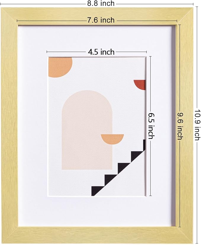 eletecpro 8x10 Picture Frames Set of 10, Picture Frame Collage Wall Decor Display 5x7 Photo with Mat or 8x10 without Mat, Home Decor Gallery Frame for Table Top or Wall Mounting, Gold