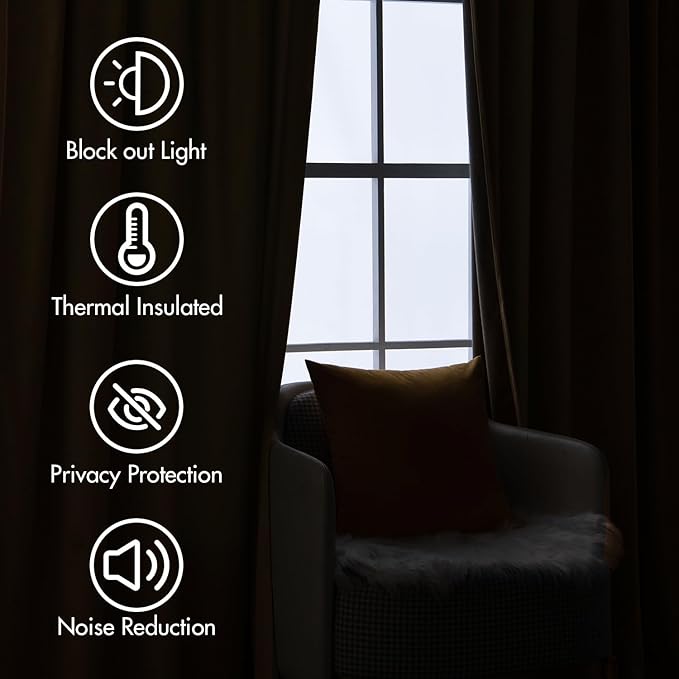 MIULEE Velvet Curtains 90 inches - Luxury Blackout Curtains for Bedroom Living Room Thermal Insulated Super Soft Window Drapes Rod Pocket & Back Tab, Gold Brown, W52 x L90 inches, 2 Panels