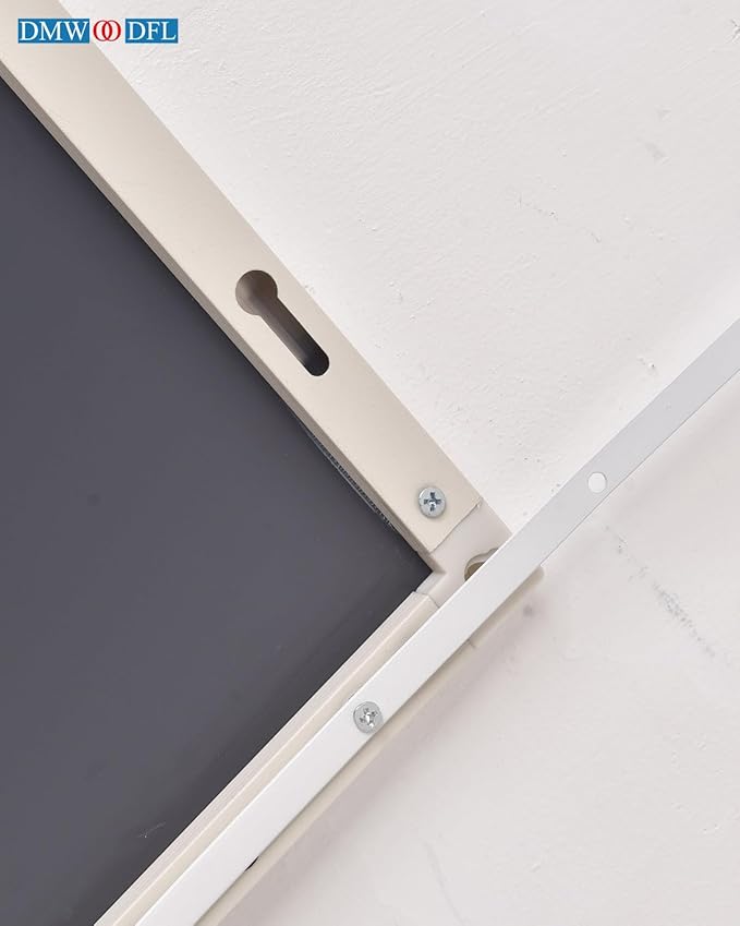 DMWOODFL 48"x14" Over-The-Door Full Length Mirror - No Drill Hanging with Metal Hooks, Shatterproof Glass & Aluminum Frame for Bathroom, Bedroom, Entryway Decor（Silver White）