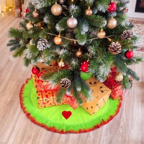 Soulchen 36 Inch Lime Green Christmas Tree Skirt Felt Tree Collar - Image 7