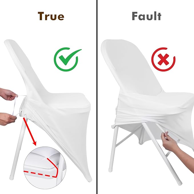 Fixwal 12 Pcs White Folding Chair Cover, Spandex Stretch Covers Ideal for Wedding, Party, Dining, Business Meeting, Banquet, Universal Fitted Washable Slipcover