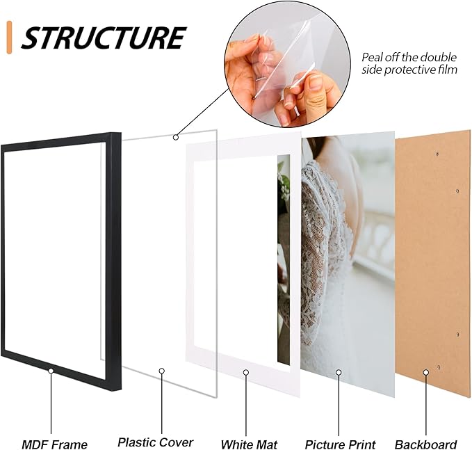 Fixwal Picture Frames Set, Gallery Wall Frame Set Picture Frames Collage 15 Pack for Wall or Tabletop with 8x10 5x7 4x6 Frames, Rustic Picture Frames in 3 Different Finishes