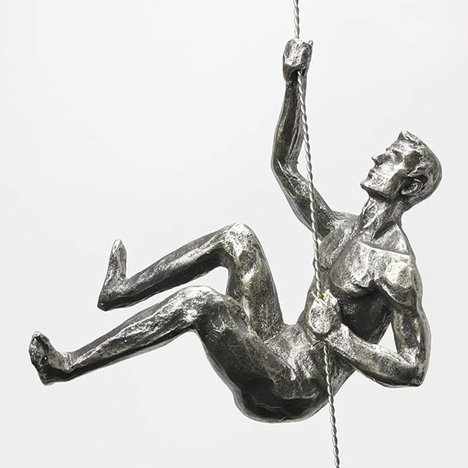 Unbound Resin Climbing Man Wall Sculptures Creative Hand-Finished Sculpture Figurine for Bar/Home/Office Art Decor (Posture Left)