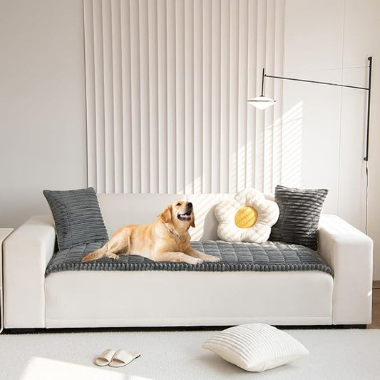 Gumfolk Pet Couch Covers for Sofa Slipcovers Couch Protector for Dogs Washable Cushion Cover, Sofa Pad Blanket Furniture, Dark Grey, 27in*83in