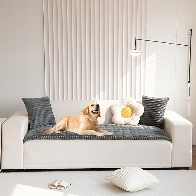 Gumfolk Pet Couch Covers for Sofa Slipcovers Couch Protector for Dogs Washable Cushion Cover, Sofa Pad Blanket Furniture, Dark Grey, 27in*71in