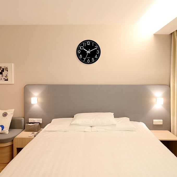 PATIKIL 12 Inch Wall Clock, Battery Operated Silent Non-Ticking Round Wall Clocks for Office Bedroom Decorative, Pink