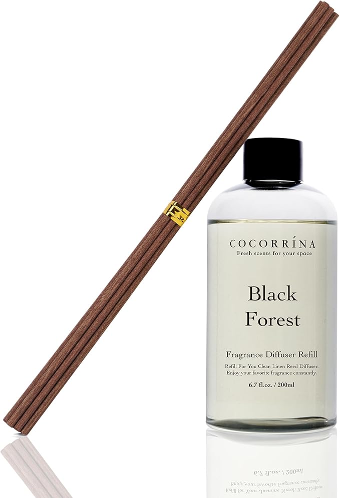 Cocorr??na Refill - Black Forest Scented Reed Diffuser Oil with 8 Sticks, Home Fragrance for Bedroom, Bathroom, Oil Diffuser Home D??cor, 6.7 oz. (200 ml)