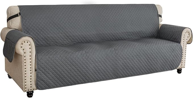 XINEAGE Oversized Sofa Cover Waterproof Couch Covers for 3 Cushion Couch, Soft Washable Slipcover with Pockets & Non-Slip Elastic Straps, Thick Furniture Protector (XL-Sofa, Dark Grey)