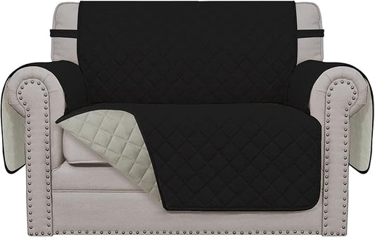 Easy-Going Oversized Chair Sofa Slipcover Reversible Sofa Cover Water Resistant Couch Cover Furniture Protector Cover with Elastic Straps for Pets Dog (Oversized Chair, Black/Beige)