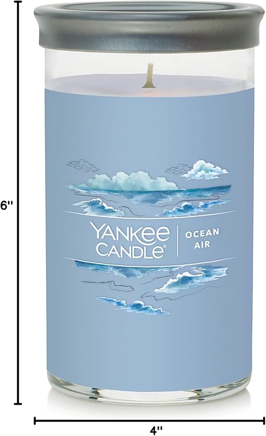 Yankee Candle Medium Pillar Scented Candle with up to 115 Hour Burn Time, Premium Plant Wax Blend for Consistent Burn, 14.25 oz Pillar Candle with Room Filling Fragrance, Ocean Air