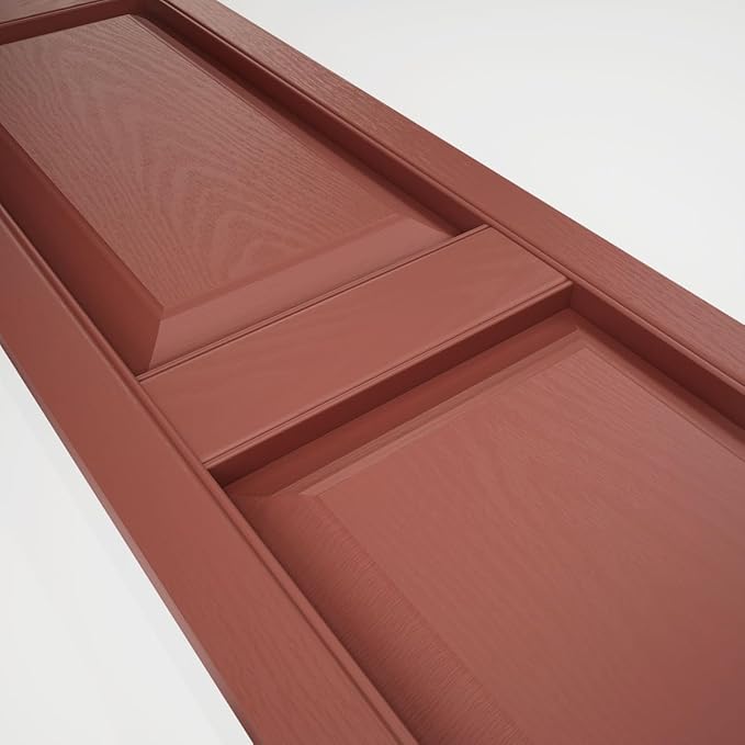 Ekena Millwork Lifetime Vinyl LP2S14X07100RD Standard Two Equal Panel Vinyls, Raised Panel Vinyl Shutters, w/Installation Shutter-Lok's & Matching Screws (Per Pair), 14.75"W x 71"H, Burgundy Red
