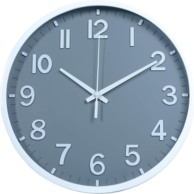 Wall Clocks Battery Operated 14 inch Modern Wall Clock,Silent Non Ticking Wall Clock for Living Room Bedroom Kitchen Office Classroom Decor (Wood Grain Yellow White)
