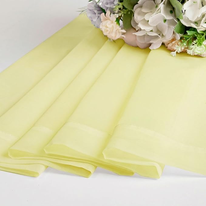 OWENIE Sheer Curtains 63 Inch Length 2 Panels Set for Bedroom Living Room, Modern Soft Solid Light Filtering Sheer Curtain, Rod Pocket Window Treatments, 42" Wx63 L, Light Yellow