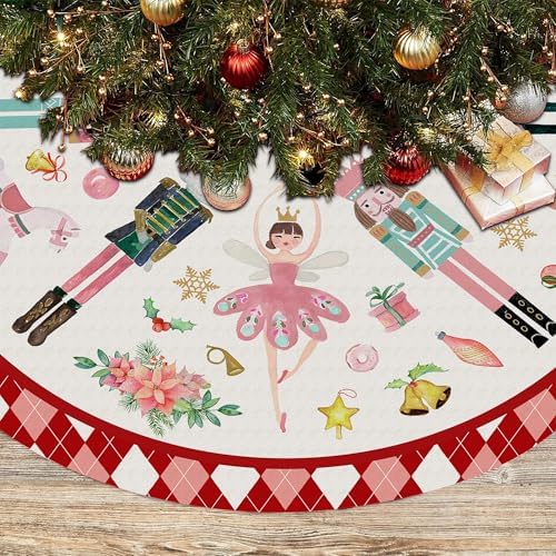Nutcracker Tree Skirt 36in, Red Nutcracker Christmas Decor, Nutcracker Tree Ornament Ballet for Christmas Tree Mat, Nutcracker Xmas Decorations for New Year Winter Holiday Party - Image 4