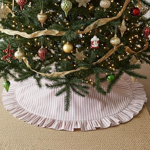 Sosation 48 Inch Vintage Christmas Tree Skirt Red White Striped by Sosation