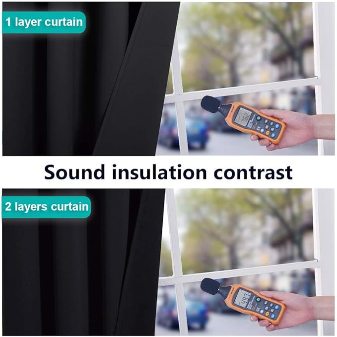 NICETOWN Cold Blocking 100% Blackout Curtains, Durable Black Lined Blackout Curtains for Bedroom, Energy Saving Long Curtains for Patio Sliding Glass Door, Black, 55 inches x 96 inches, 2 Panels