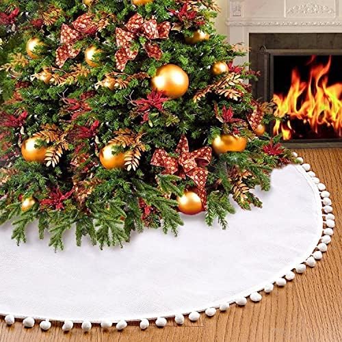 48 inch Large Christmas Tree Skirt White Skirt Rustic Christmas Decorations by SevenFish