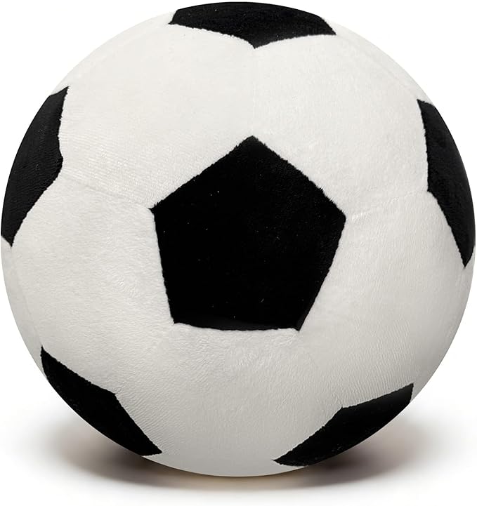 Fluffy Soccer Pillow - 11.7" Orbicular Durable Soccer Ball Plush, Soft Stuffed Soccer Decorative Pillows for Couch & Bedroom, Sports Gift for Soccer Enthusiasts