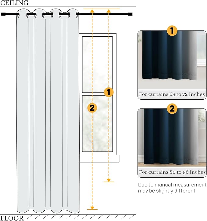 COSVIYA 100% Blackout Curtains for Bedroom with White Back, Double Layer Thermal Insulated Noise Reducing Grommet Window Curtains(52x90 Inch, Ombre Navy Blue, 2 Panels)