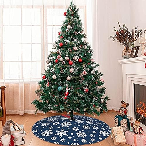 Christmas Tree Skirt 30 Inch Snowflakes White Blue Holiday Decorations for Festive Party Indoor Outdoor Xmas Ornaments - Image 7
