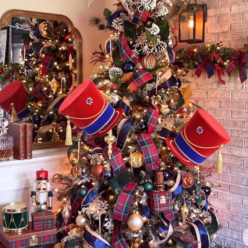 Gejoy Christmas Nutcracker Hat Tree Topper Xmas Tree Ornament Decoration - Image 6