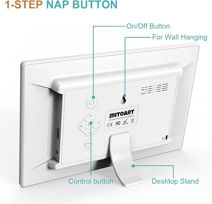 10.1 Inch Digital Alarm Clock with Date and Day of Week for Dementia Seniors, Clear Large Screen, Multiple Alarm Sets, Auto DST, Designed Specifically for Elderly - White - Image 6
