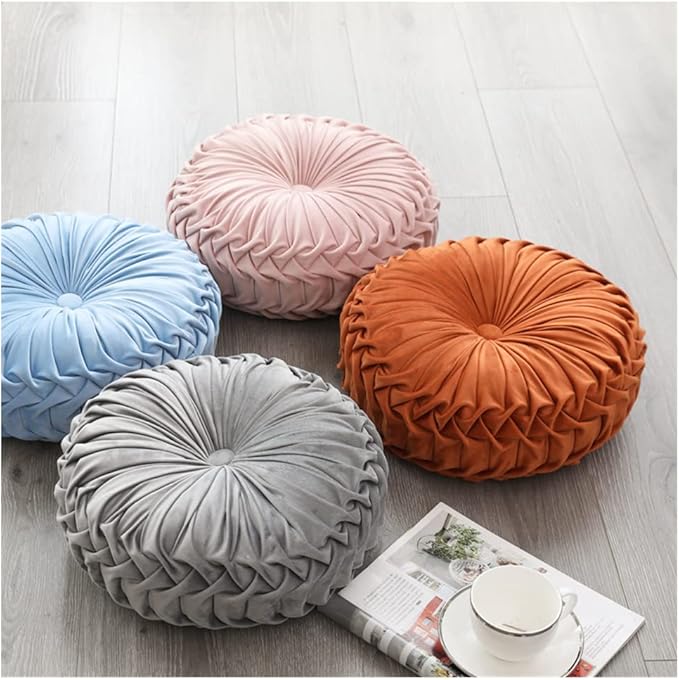 Baiyuruodie Round Velvet Pillow, Sofa Bed Bedroom Decorative Throw Pillow (38cm, Dark Pink)