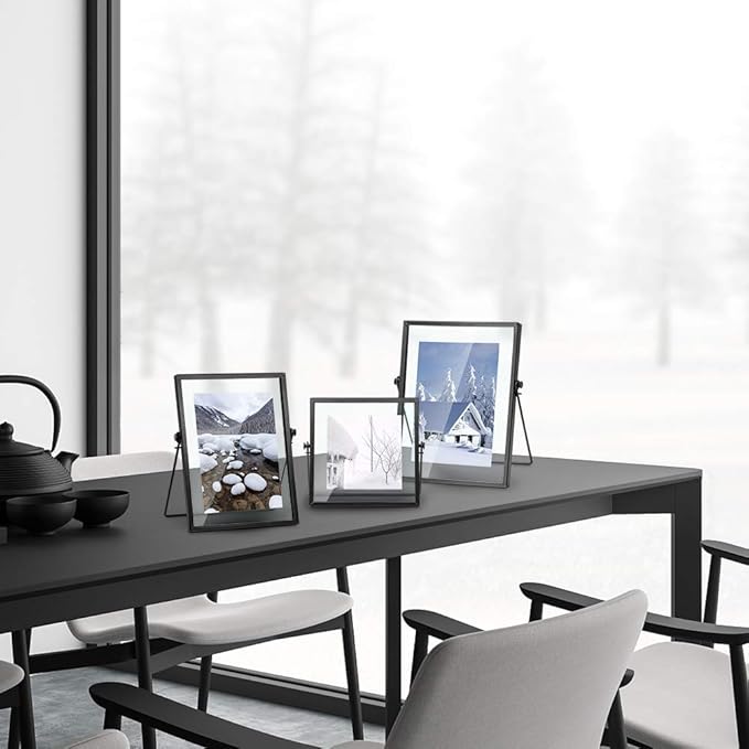 AceList 5x7 Picture Frame Collection Black Metal Floating Frame for Wedding, Bedroom, Home, Office Decor