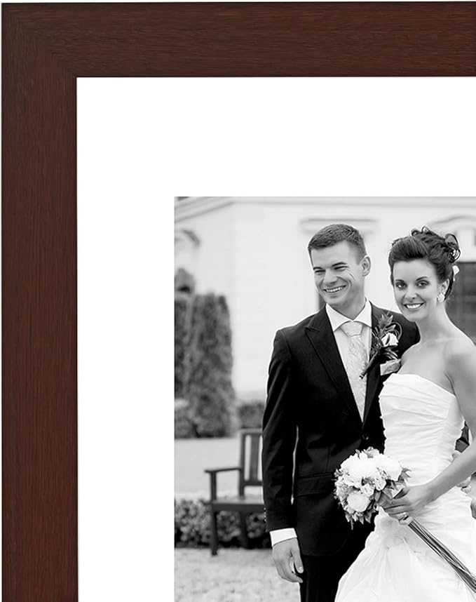 Americanflat Set of 7 Picture Frames with Shatter-Resistant Glass - Gallery Wall Frame Set with One 11x14, Two 8x10 and Four 5x7 Frames - Signature Collection - Mahogany