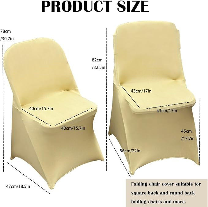40PCS Stretch Spandex Folding Waterproof Chair Covers,Universal Fitted Chair Cover Protector for Wedding Party Banquet Holidays Celebration Decoration(Champagne)