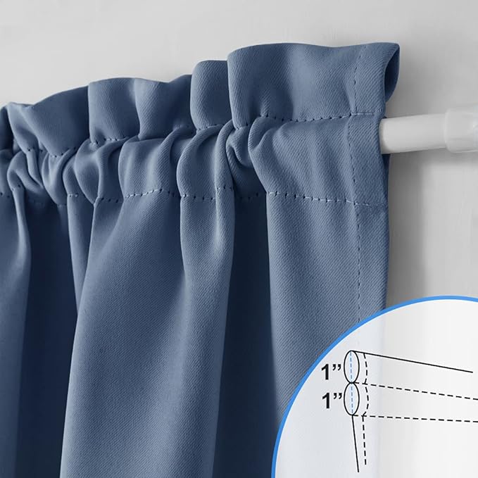 NICETOWN Blackout Curtain for French Door Energy Efficient Thermal Insulated Room Darkening Privacy Rod Pocket Blind for Patio Sliding Door, Single Panel, W54 x L72 inches, Stone Blue
