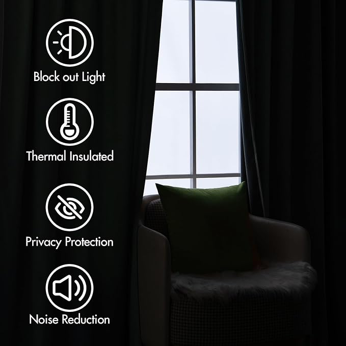 MIULEE Velvet Curtains 63 inches - Luxury Blackout Curtains for Bedroom Living Room Thermal Insulated Super Soft Window Drapes Rod Pocket & Back Tab, Sage Green, W52 x L63 inches, 2 Panels