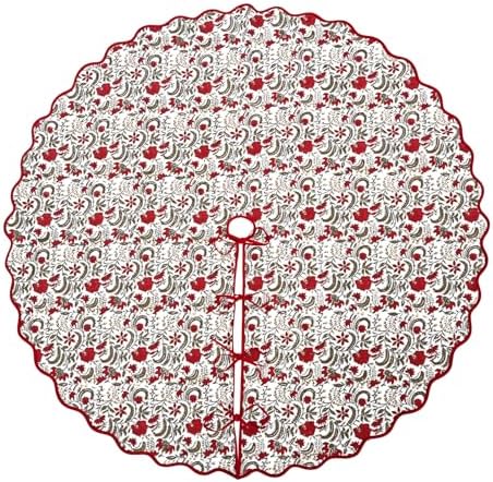 Ridhi Prune Red Hand Block Print Cotton Christmas Tree Skirt 70 Inch by Ridhi