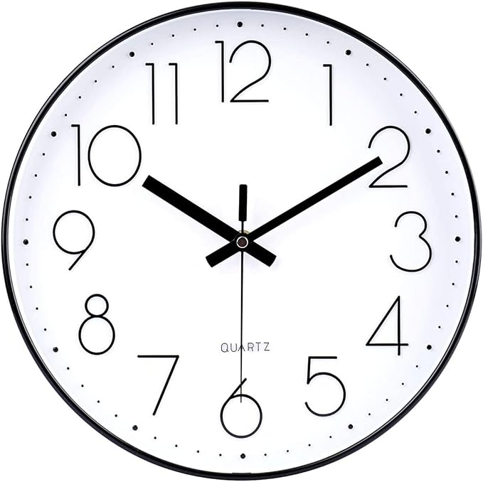 jomparis Small Wall Clock Black Wall Clocks Silent Non-Ticking for Bedroom Bathroom Kitchen(8 Inch)
