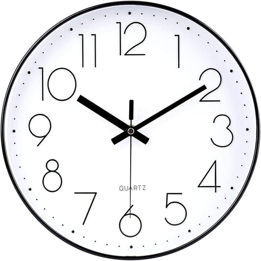 jomparis Small Wall Clock Black Wall Clocks Silent Non-Ticking for Bedroom Bathroom Kitchen(8 Inch)