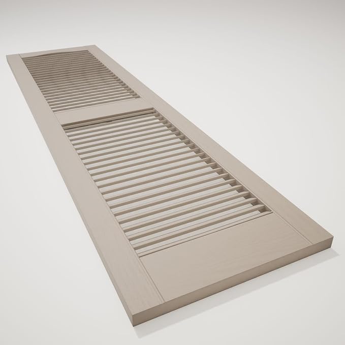 Ekena Millwork Lifetime Vinyl LL1S12X06000CL Standard Cathedral Top Center Mullion, Open Louver Vinyl Shutters, w/Installation Shutter-Lok's & Matching Screws (Per Pair), 12"W x 60"H, Clay