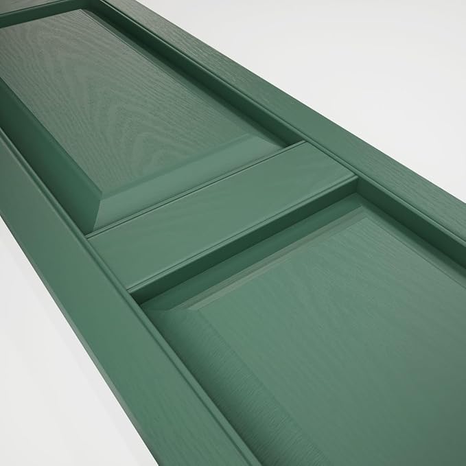Ekena Millwork Lifetime Vinyl LP2S14X08000FG Standard Two Equal Panel Vinyls, Raised Panel Vinyl Shutters, w/Installation Shutter-Lok's & Matching Screws (Per Pair), 14.75"W x 80"H, Forest Green