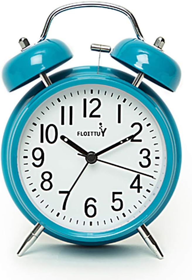 FLOITTUY [Loud Alarm for Deep Sleepers) 4'' Twin Bell Alarm Clock with Backlight for Bedroom and Home Decoration(Blue) by FLOITTUY