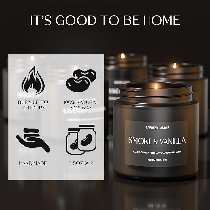 Scented Candles for Men, Soy Candles for Home Scented, Candle Gifts for Men, 4 Pack Aromatherapy Candle Gift Set for Relaxing, Stress Relief & Home Decor