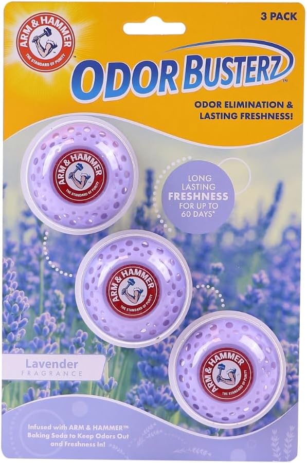 Arm & Hammer OdorBusterz?? Odor Eliminator Balls, Lavender, 3 Count ?€? Baking Soda Odor Control for Closets, Drawers, Hampers & Small Spaces
