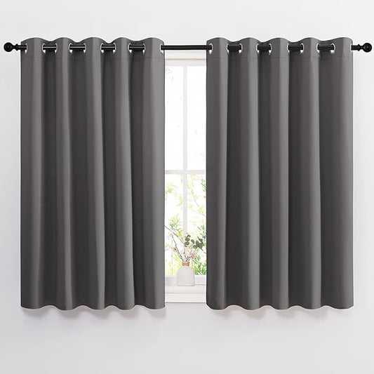 NICETOWN Bedroom Blackout Curtains Panels - Window Treatment Thermal Insulated Solid Grommet Blackout for Living Room (Set of 2, 66 by 54 Inch, Grey)