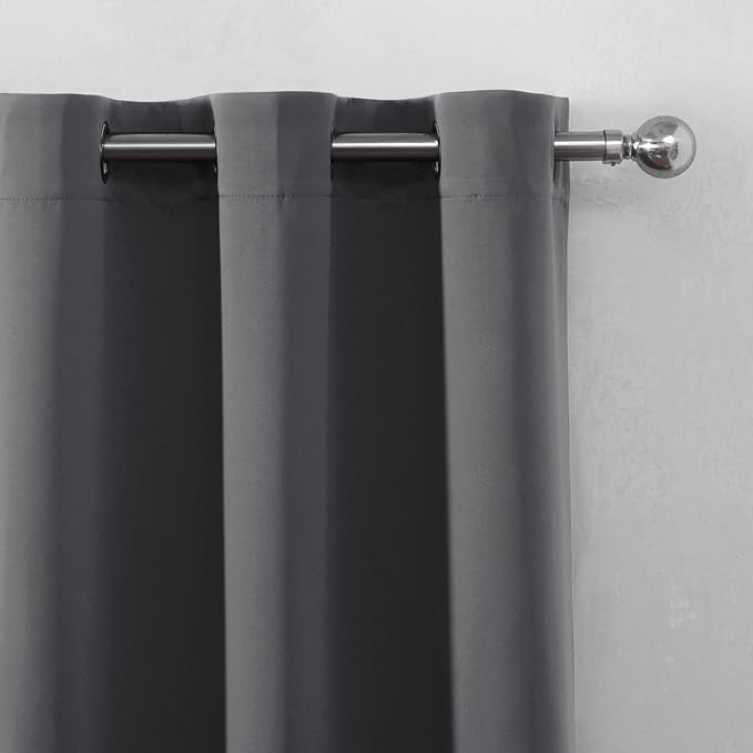 LEMOMO Blackout Curtains 66 x 72 Inch Long Frost Grey Curtains Set of 2 Panels Room Darkening Curtains for Bedroom and Living Room