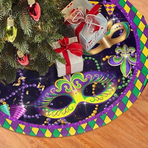 Mardi Gras Christmas Tree Skirt 48" for Xmas Halloween New Year Holiday Party Home Tree Mat Decor Ornaments Decoration - Image 3
